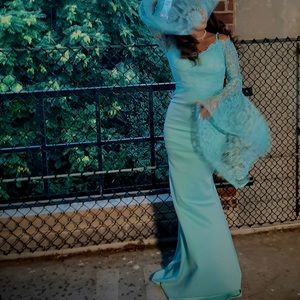 Missord Contrast Lace Mermaid Hem Prom Dress